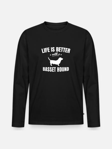 Basset Hound - Men's Premium Organic Long Sleeve Shirt - black