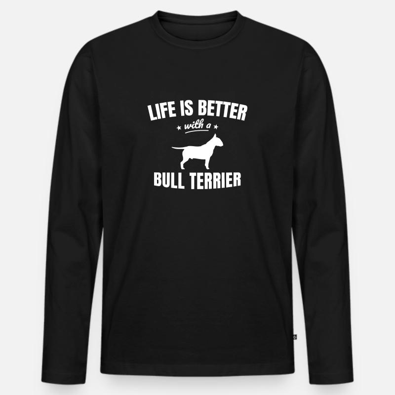 Bullterrier - Männer Premium Bio Langarmshirt - Schwarz