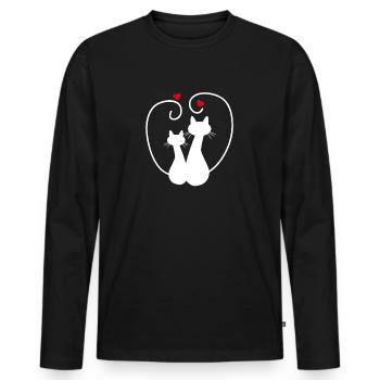 cats love - Men's Premium Organic Long Sleeve Shirt - black - Front - Nico (187cm)