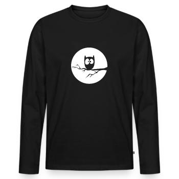 Nachteule - Männer Premium Bio Langarmshirt - Schwarz - Vorne - Nico (187cm)