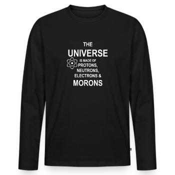 Protons, Neutrons, Morons - Atom, Gift - Men's Premium Organic Long Sleeve Shirt - black - Front - Nico (187cm)