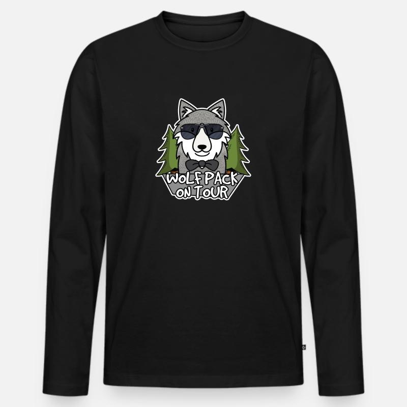 Wolfpack on tour - Männer Premium Bio Langarmshirt - Schwarz