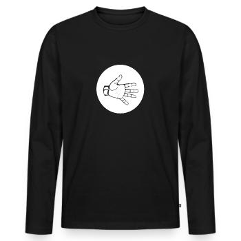PAPER (w) - Men's Premium Organic Long Sleeve Shirt - black - Front - Nico (187cm)