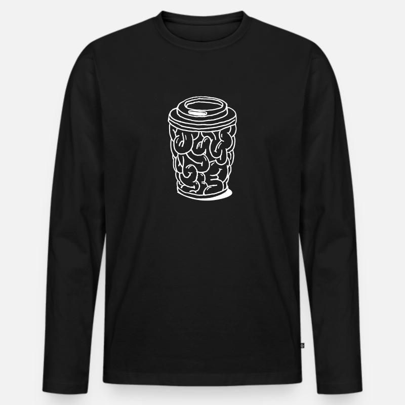 Brain to Go Gehirn Kaffeebecher Geschenk - Männer Premium Bio Langarmshirt - Schwarz