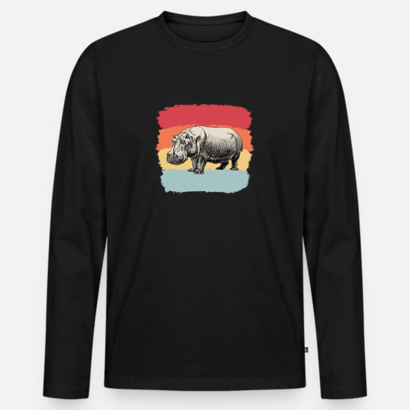 Nilpferde - Männer Premium Bio Langarmshirt - Schwarz