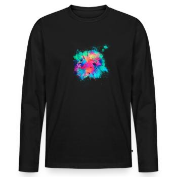 Explosion Detonation farbenfroh - Männer Premium Bio Langarmshirt - Schwarz - Vorne - Nico (187cm)