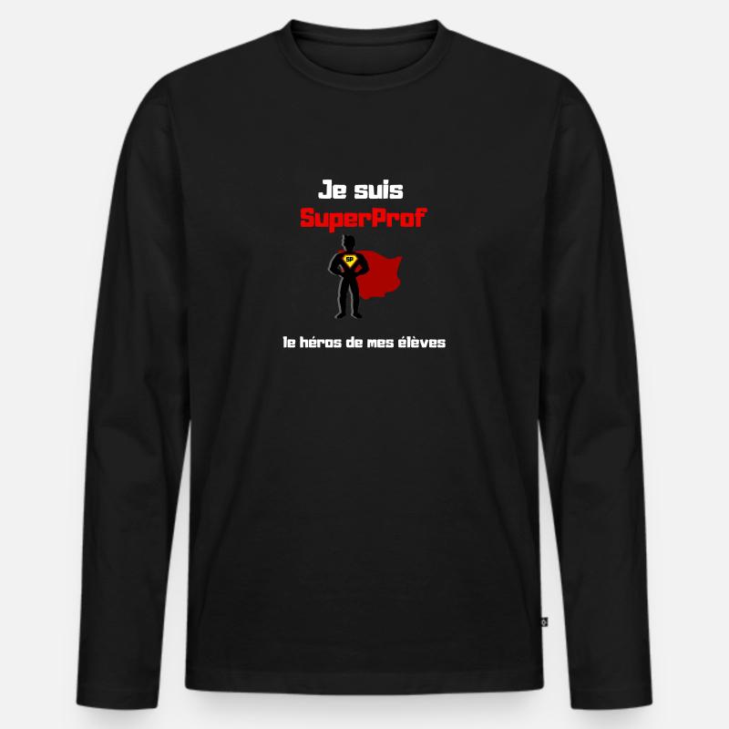 T-Shirt Lehrer ich bin superprof - Männer Premium Bio Langarmshirt - Schwarz