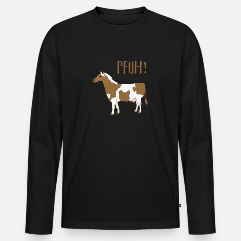 Halb Pferd Halb Kuh - Männer Premium Bio Langarmshirt - Schwarz