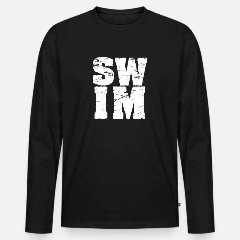 Swim - Männer Premium Bio Langarmshirt - Schwarz