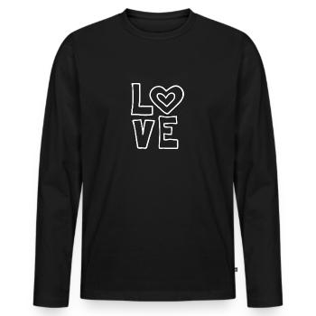 Love Liebe Valentinstag romantisch Herz Heart kuss - Männer Premium Bio Langarmshirt - Schwarz - Vorne - Nico (187cm)