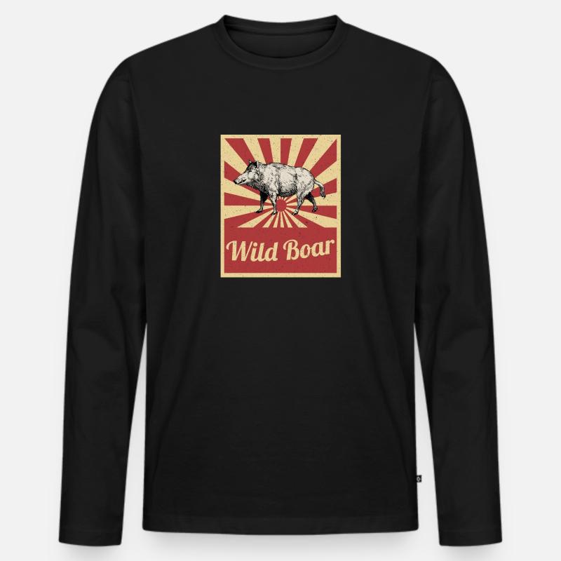 Wildschwein Jäger Jagd Geschenk - Männer Premium Bio Langarmshirt - Schwarz