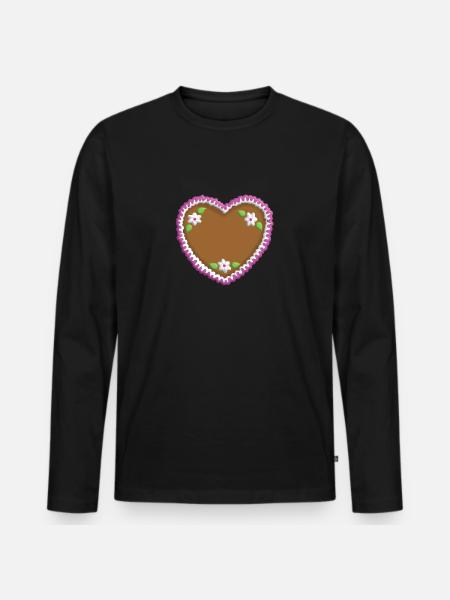 Lebkuchenherz für eigenen Text - Männer Premium Bio Langarmshirt - Schwarz
