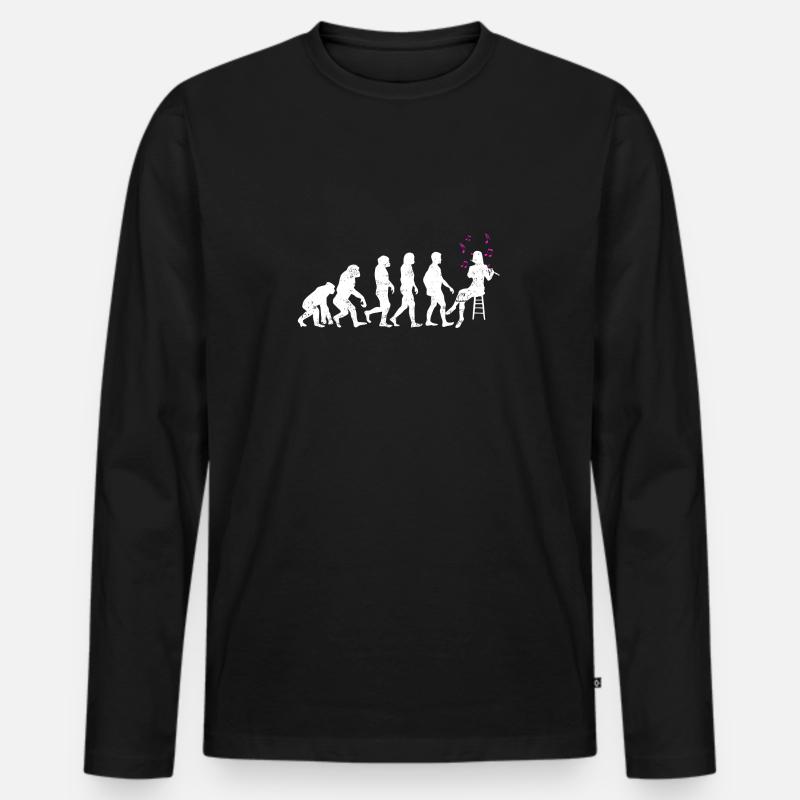 Evolution Flute Instrument - Männer Premium Bio Langarmshirt - Schwarz