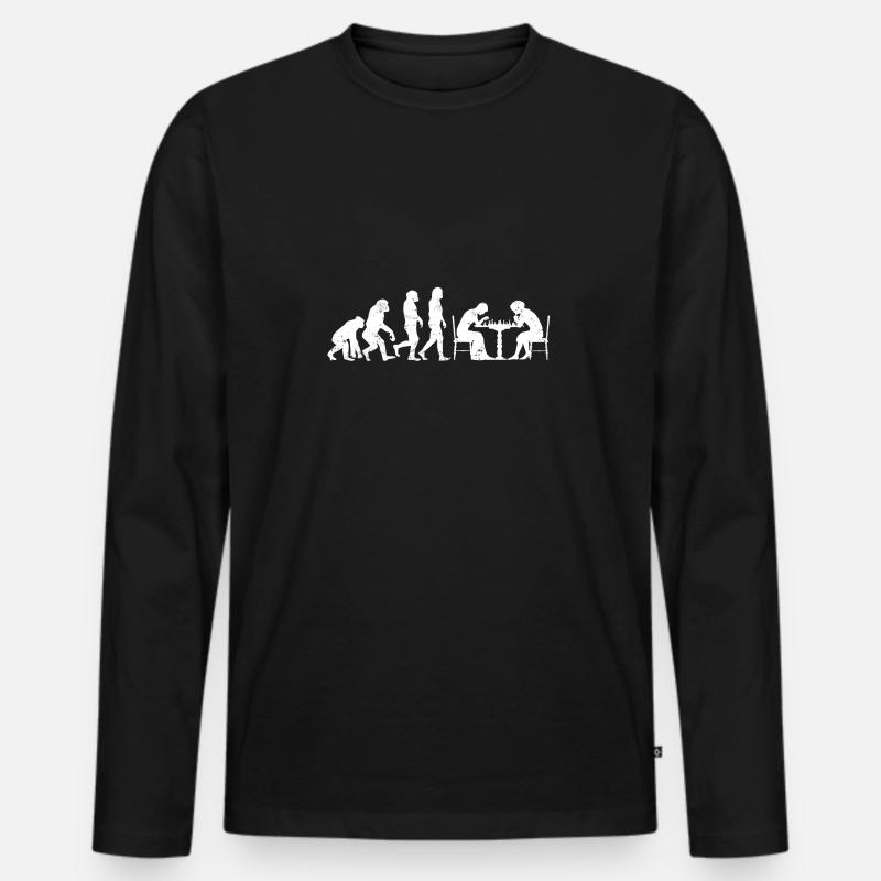 Joueurs d'Échecs Évolution - T-shirt manches longues Premium bio Homme - noir