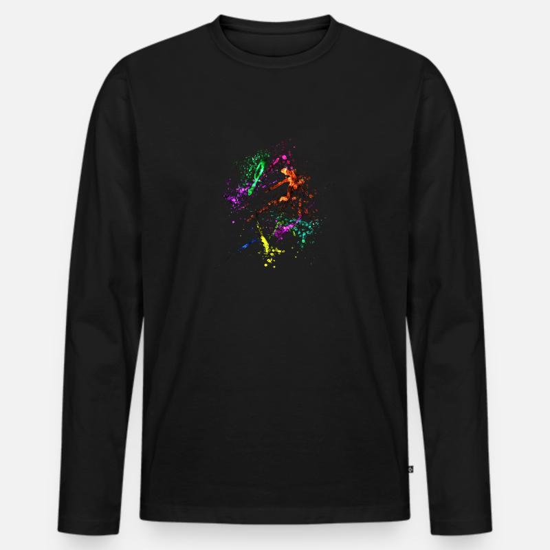 Farbkleckse - Männer Premium Bio Langarmshirt - Schwarz