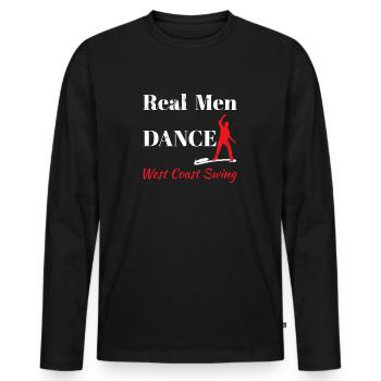 Real Men West Coast Swing WCS Gift Dancing - Men's Premium Organic Long Sleeve Shirt - black - Front - Nico (187cm)