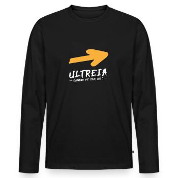 Camino de Santaigo. Chemin de Compostelle, T-shirt Ultreia - T-shirt manches longues Premium bio Homme - noir - Devant - Nico (187cm)