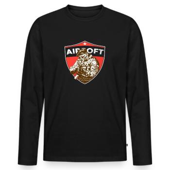 Airsoft - Men's Premium Organic Long Sleeve Shirt - black - Front - Nico (187cm)