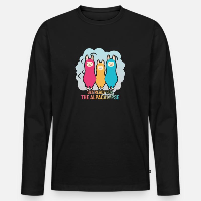 Alpacalypse Alpaka Apokalypse - Männer Premium Bio Langarmshirt - Schwarz