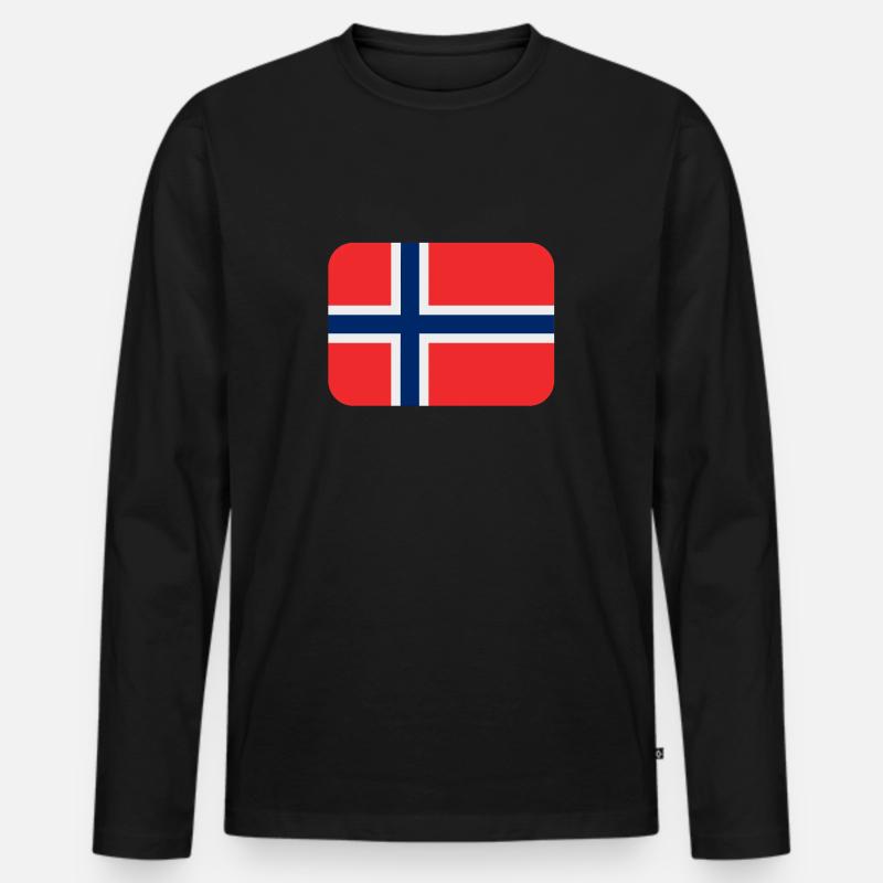 Norwegische Flagge - Männer Premium Bio Langarmshirt - Schwarz