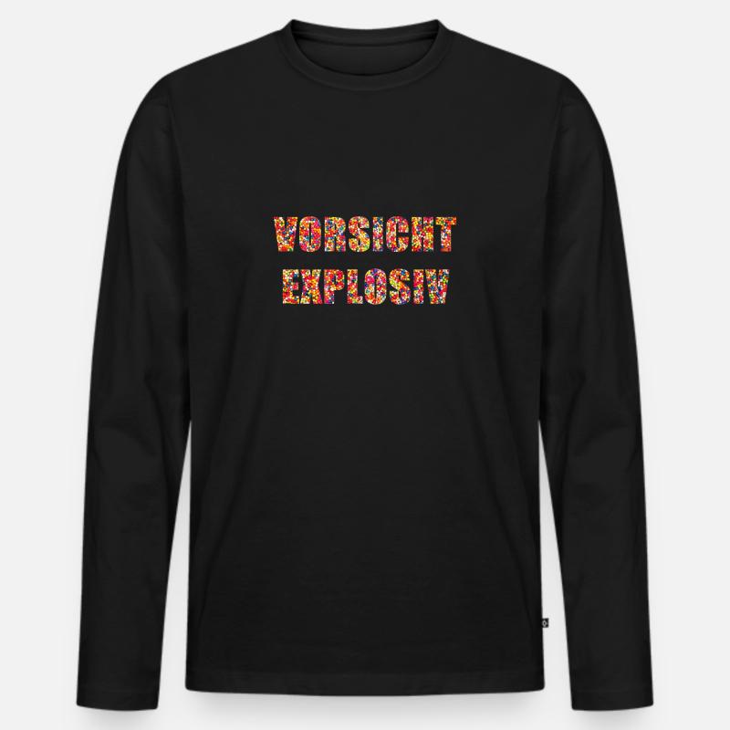 VORSICHT EXPLOSIV - Männer Premium Bio Langarmshirt - Schwarz