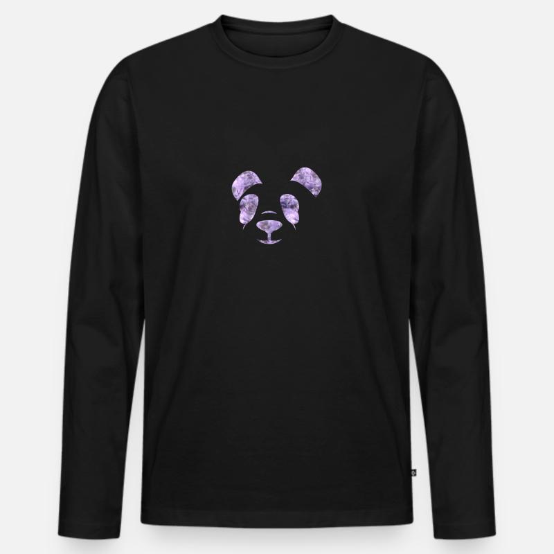 panda - Männer Premium Bio Langarmshirt - Schwarz