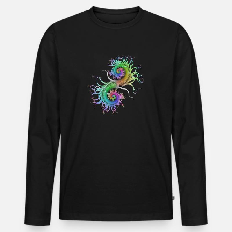 Psychedelisch Seepferchen Abstrakte Kunst Goa Psy - Männer Premium Bio Langarmshirt - Schwarz