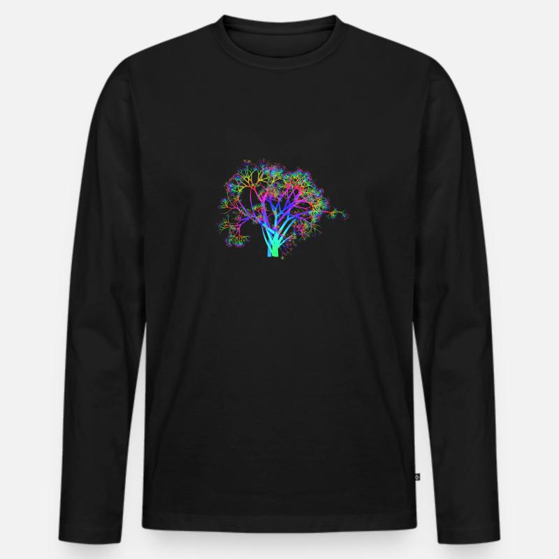 Goa Baum Neon psy psychedelisch Techno Party - Männer Premium Bio Langarmshirt - Schwarz