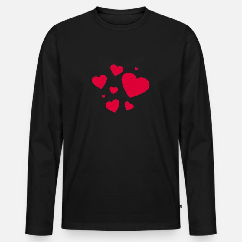 Herzchen - Männer Premium Bio Langarmshirt - Schwarz
