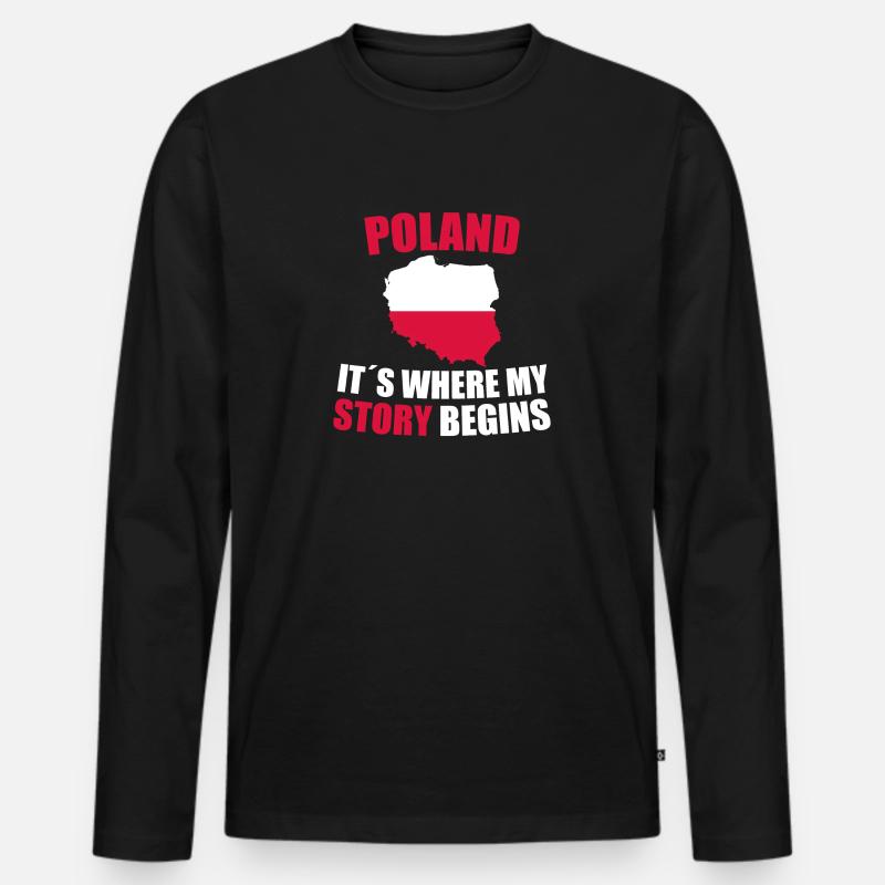 Polen - Männer Premium Bio Langarmshirt - Schwarz