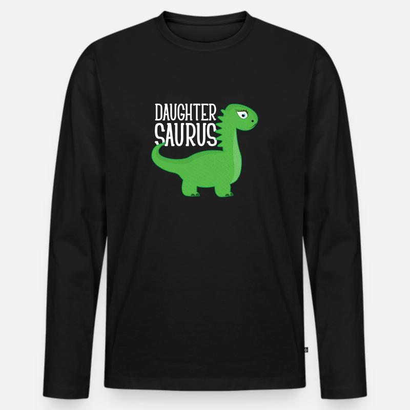 Daughter Saurus Funny Gift - Männer Premium Bio Langarmshirt - Schwarz