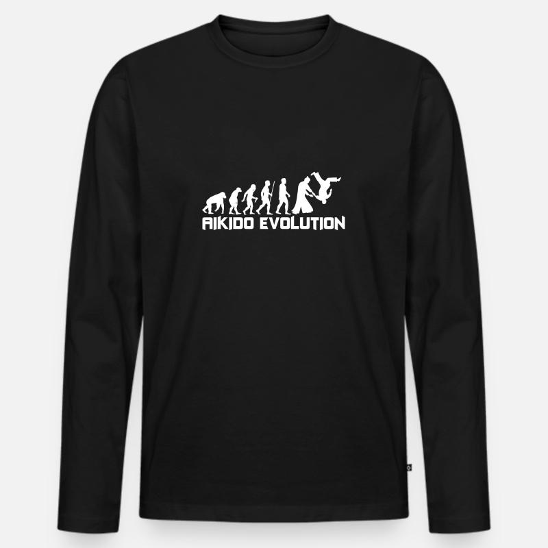 Aikido Evolution - Männer Premium Bio Langarmshirt - Schwarz