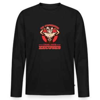 muscular cat - Men's Premium Organic Long Sleeve Shirt - black - Front - Nico (187cm)