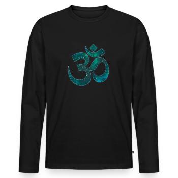 Goa Om Psytrance Psychedelic Geschenk - Männer Premium Bio Langarmshirt - Schwarz - Vorne - Nico (187cm)