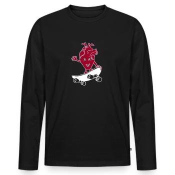 Skateboard heart - Men's Premium Organic Long Sleeve Shirt - black - Front - Nico (187cm)