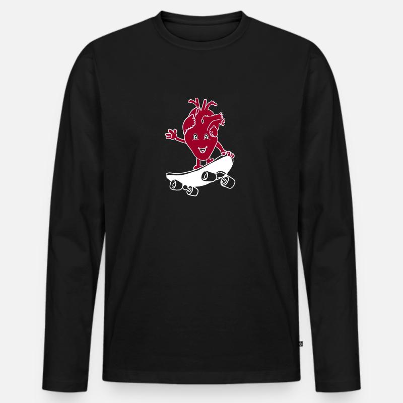 Skateboard Herz - Männer Premium Bio Langarmshirt - Schwarz