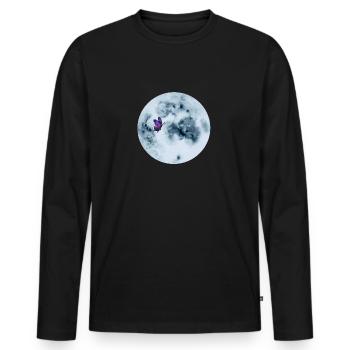 Lune avec papillon galaxie - T-shirt manches longues Premium bio Homme - noir - Devant - Nico (187cm)