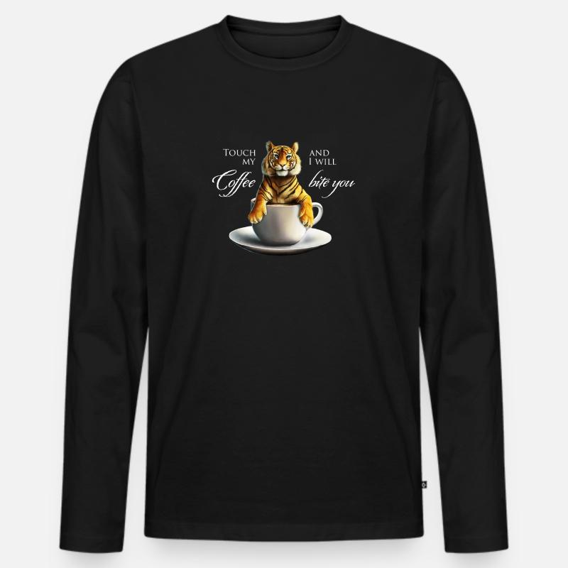 Touch my Coffee and I will bite you - Männer Premium Bio Langarmshirt - Schwarz