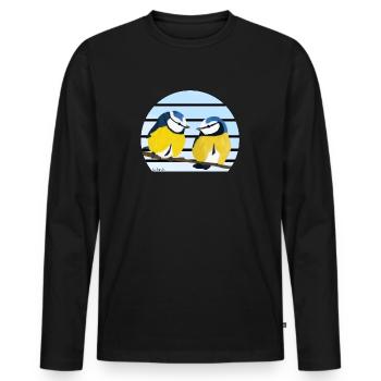 jz.birds blue tit bird design - Men's Premium Organic Long Sleeve Shirt - black - Front - Nico (187cm)