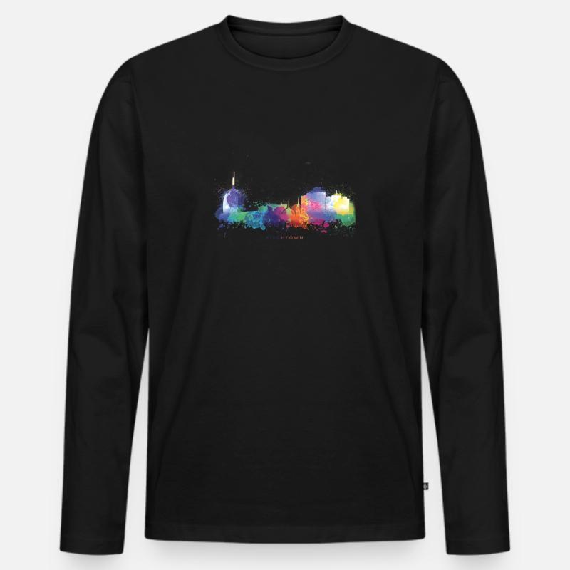 Fischtown Bremerhaven Skyline Sprayed - Männer Premium Bio Langarmshirt - Schwarz
