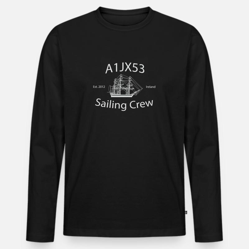 A1JX53 Sailing Crew - Männer Premium Bio Langarmshirt - Schwarz