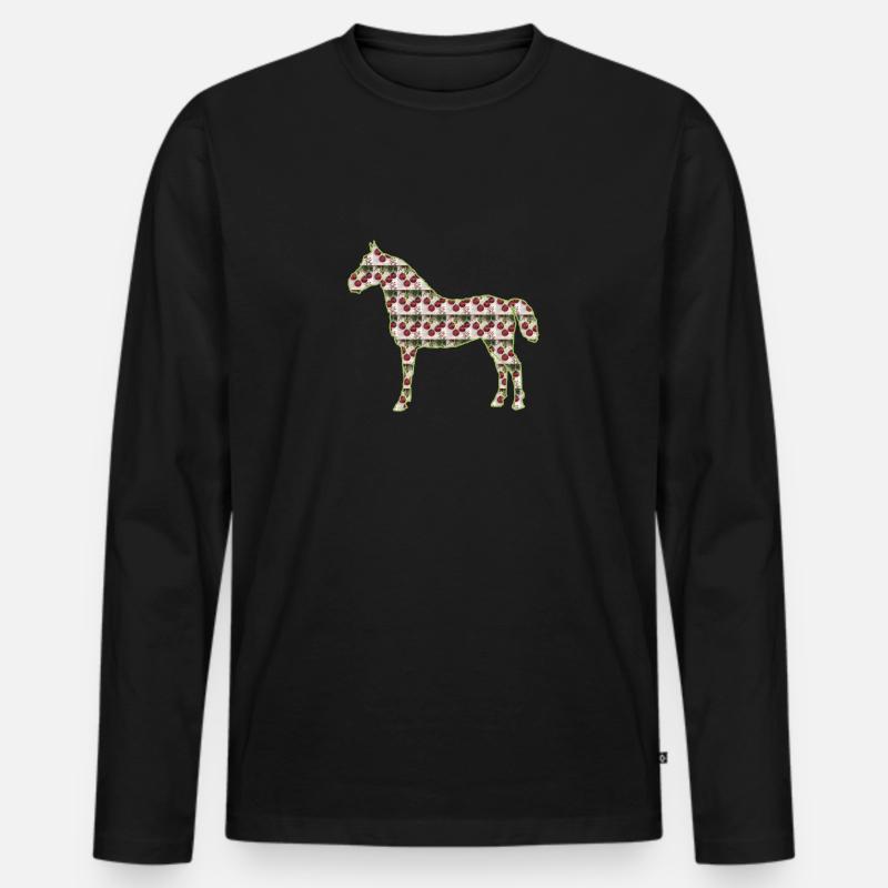 Weihnachtsmotiv Pferd - Männer Premium Bio Langarmshirt - Schwarz