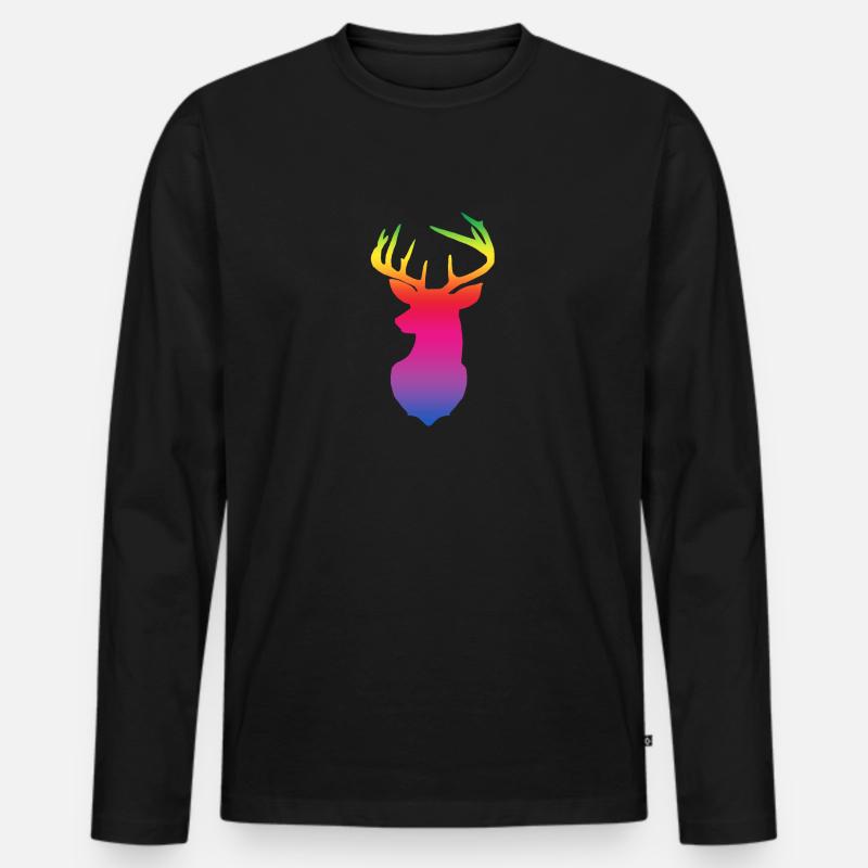 Hirsch Spektrum - Männer Premium Bio Langarmshirt - Schwarz