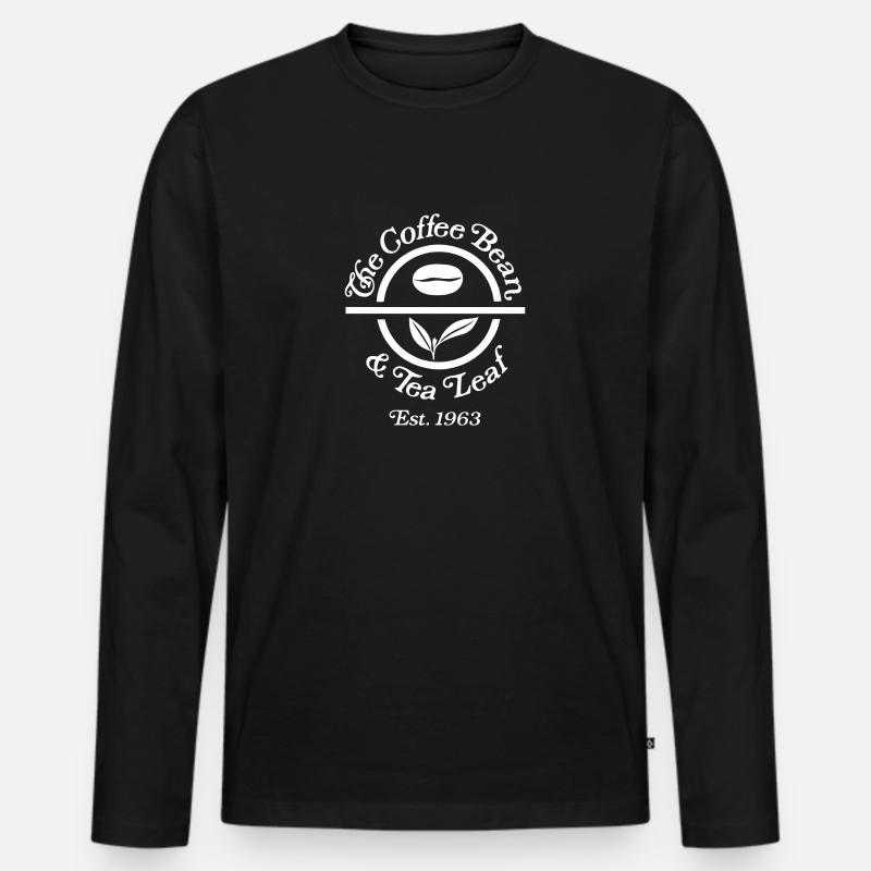 Die Kaffeebohne und das Teeblatt - Männer Premium Bio Langarmshirt - Schwarz