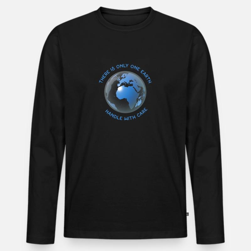 there is only one earth - Männer Premium Bio Langarmshirt - Schwarz
