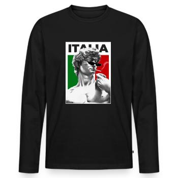 Italien Michelangelo David coole retro Meme Kunst - Männer Premium Bio Langarmshirt - Schwarz - Vorne - Nico (187cm)
