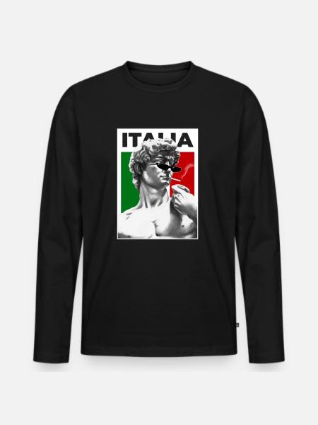Italien Michelangelo David coole retro Meme Kunst - Männer Premium Bio Langarmshirt - Schwarz