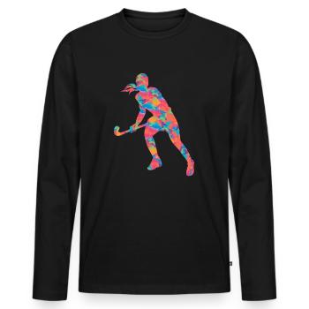 Hockeyspielerin Feldhockey Hockey Mädchen - Männer Premium Bio Langarmshirt - Schwarz - Vorne - Nico (187cm)