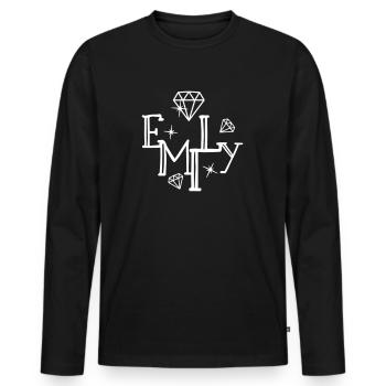 Nom Emily Prénom Nom Nom - T-shirt manches longues Premium bio Homme - noir - Devant - Nico (187cm)