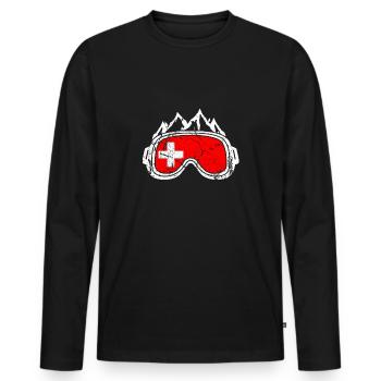 Switzerland flag ski gift winter sports skiing - Men's Premium Organic Long Sleeve Shirt - black - Front - Nico (187cm)